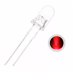 Светодиод красный (бесцветный корпус) 5мм, 2000мкд, 625нм