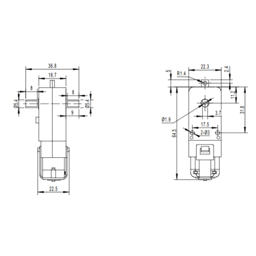 TT-motor, мотор с редуктором TGP01D-A130 1:120