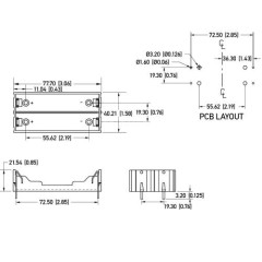 Батарейный отсек 2х18650 на плату