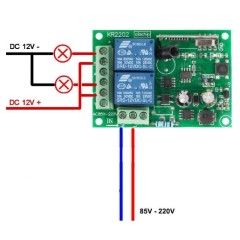 Двухканальное коммутирующее радиореле KR2202 433МГц (питание 220B)