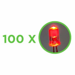 Светодиод красный (бесцветный корпус) 5мм, 2000мкд, 625нм 100шт