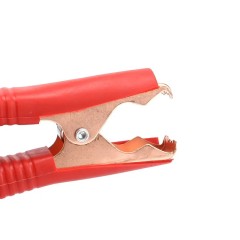 Зажим "крокодил" 75мм медный с красным изолятором 50A